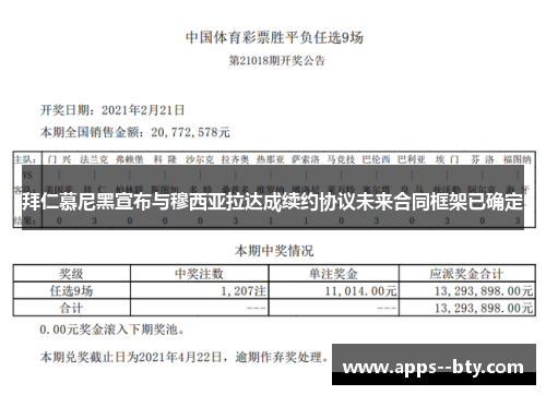 拜仁慕尼黑宣布与穆西亚拉达成续约协议未来合同框架已确定