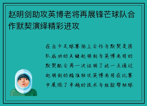 赵明剑助攻英博老将再展锋芒球队合作默契演绎精彩进攻